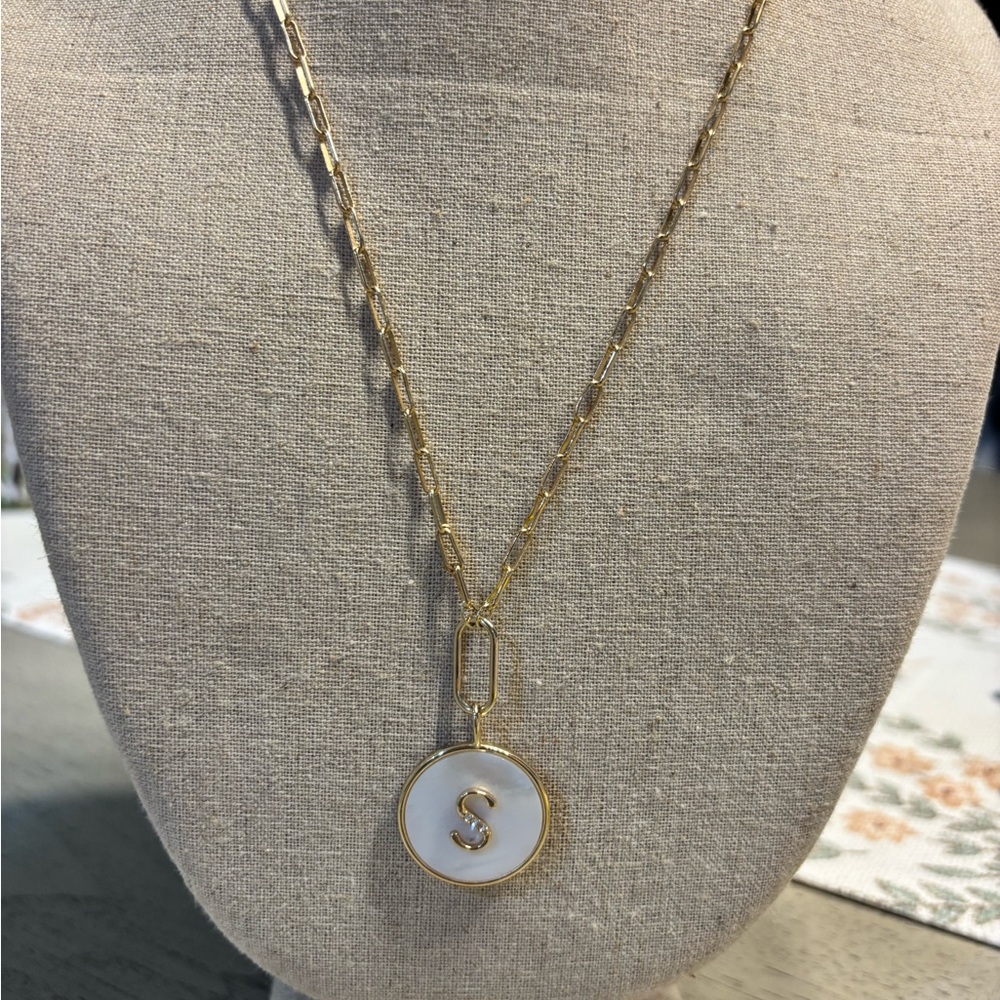 Elegant Gold and White Initial Necklace